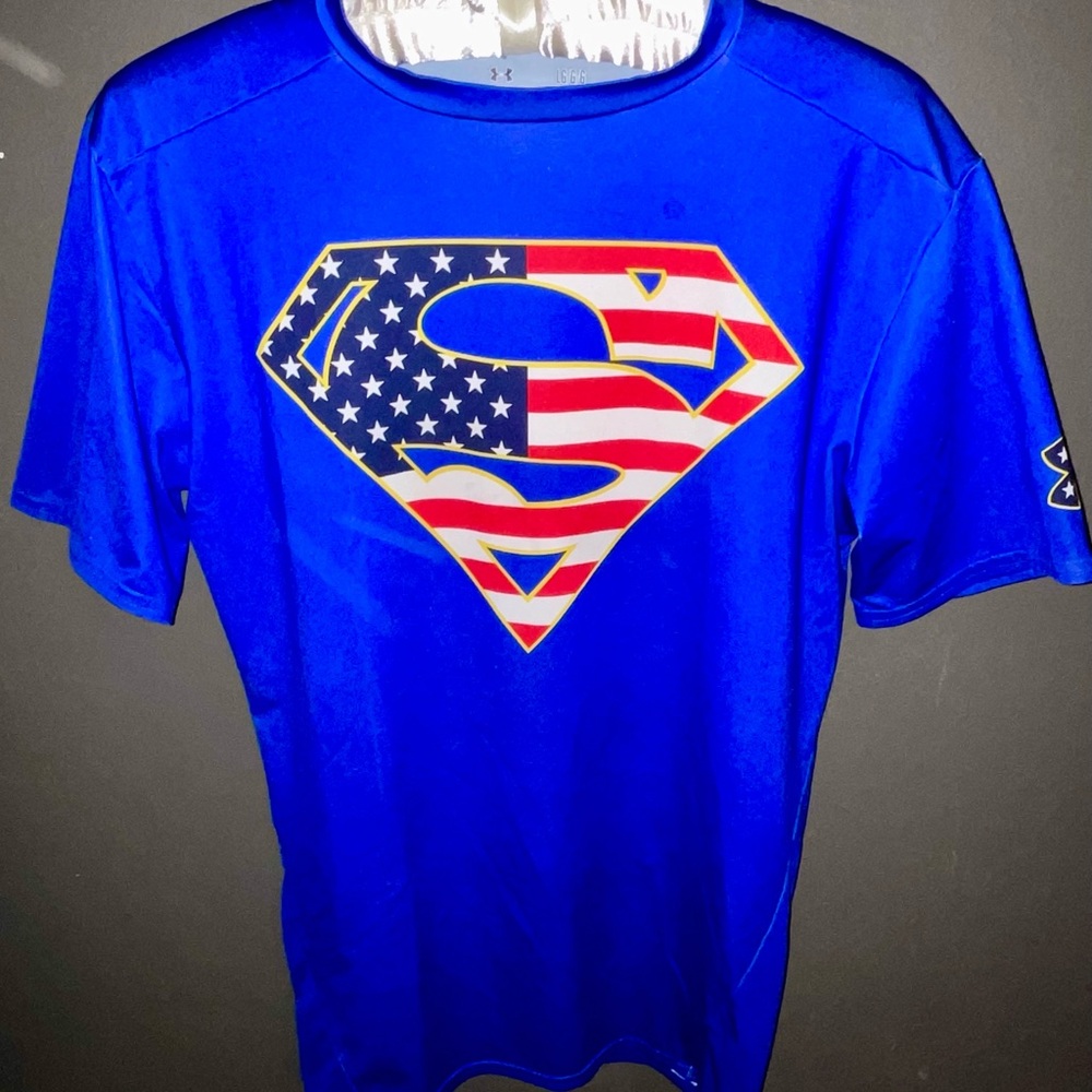 UNDER ARMOUR LG Blue Superman Compression Shirt